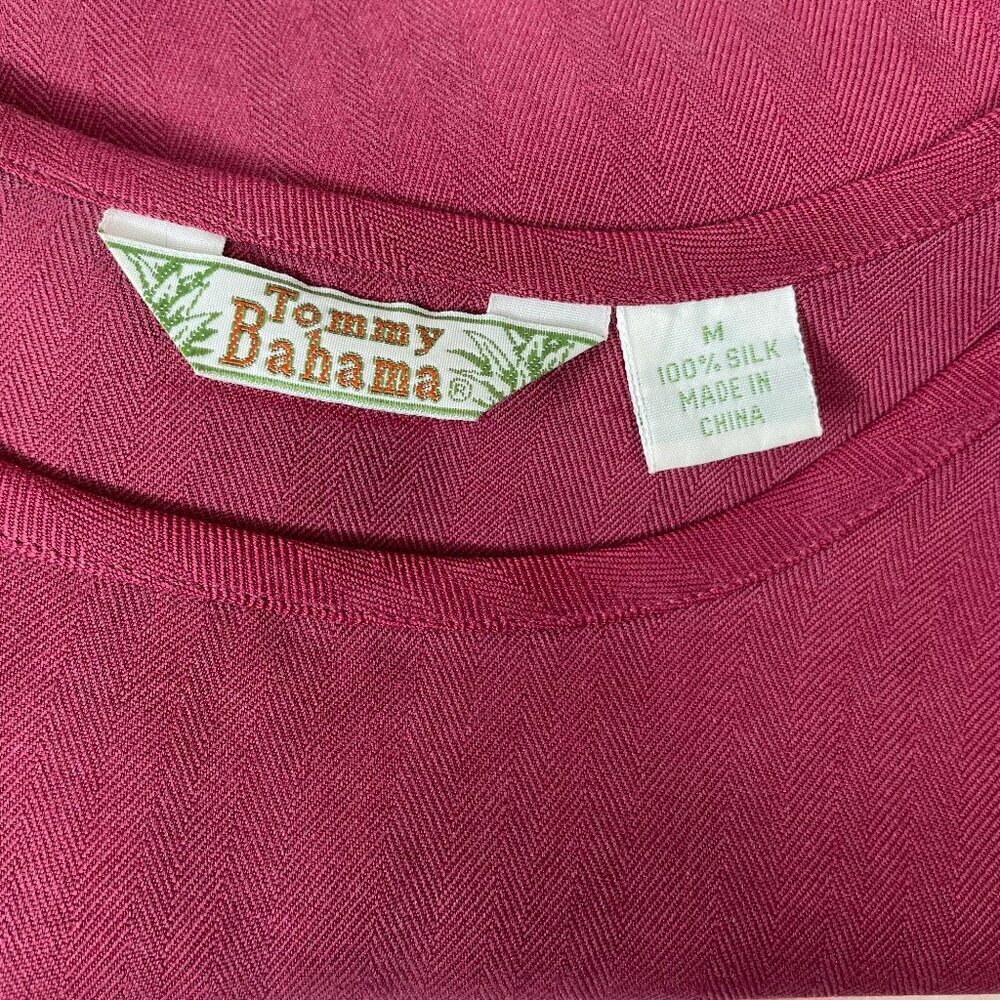 Tommy Bahama 100% Silk Raspberry Pink Chevron Weave Tank Top - Size M - Picture 8 of 9